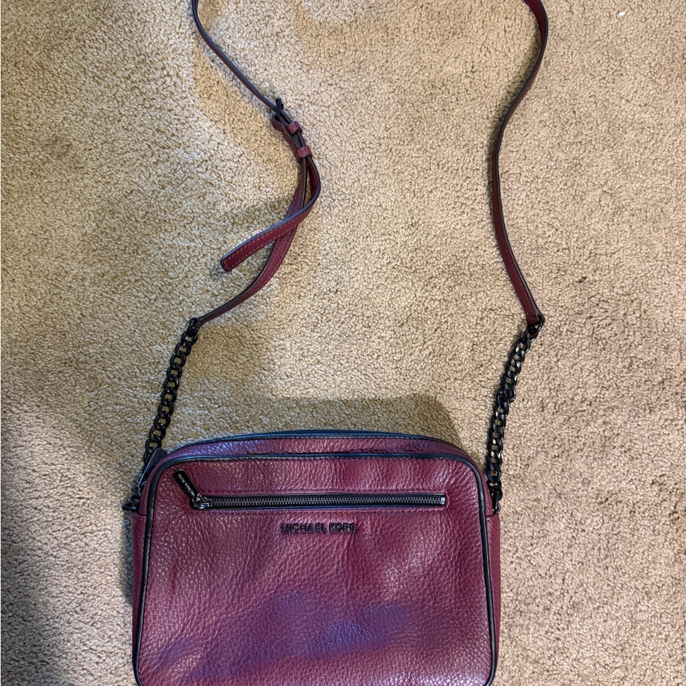 Michael Kors Plum Leather Crossbody Bag - Picture 3 of 11